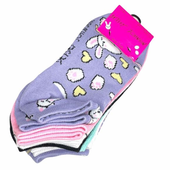 Betsey Johnson Easter Low Cut Socks Purple Pink 10 Pairs - Picture 1 of 9